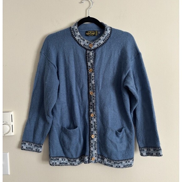 American South Side Alpaca Wool Button Front Cardigan Pockets Hippie Boho‎ - Picture 1 of 4